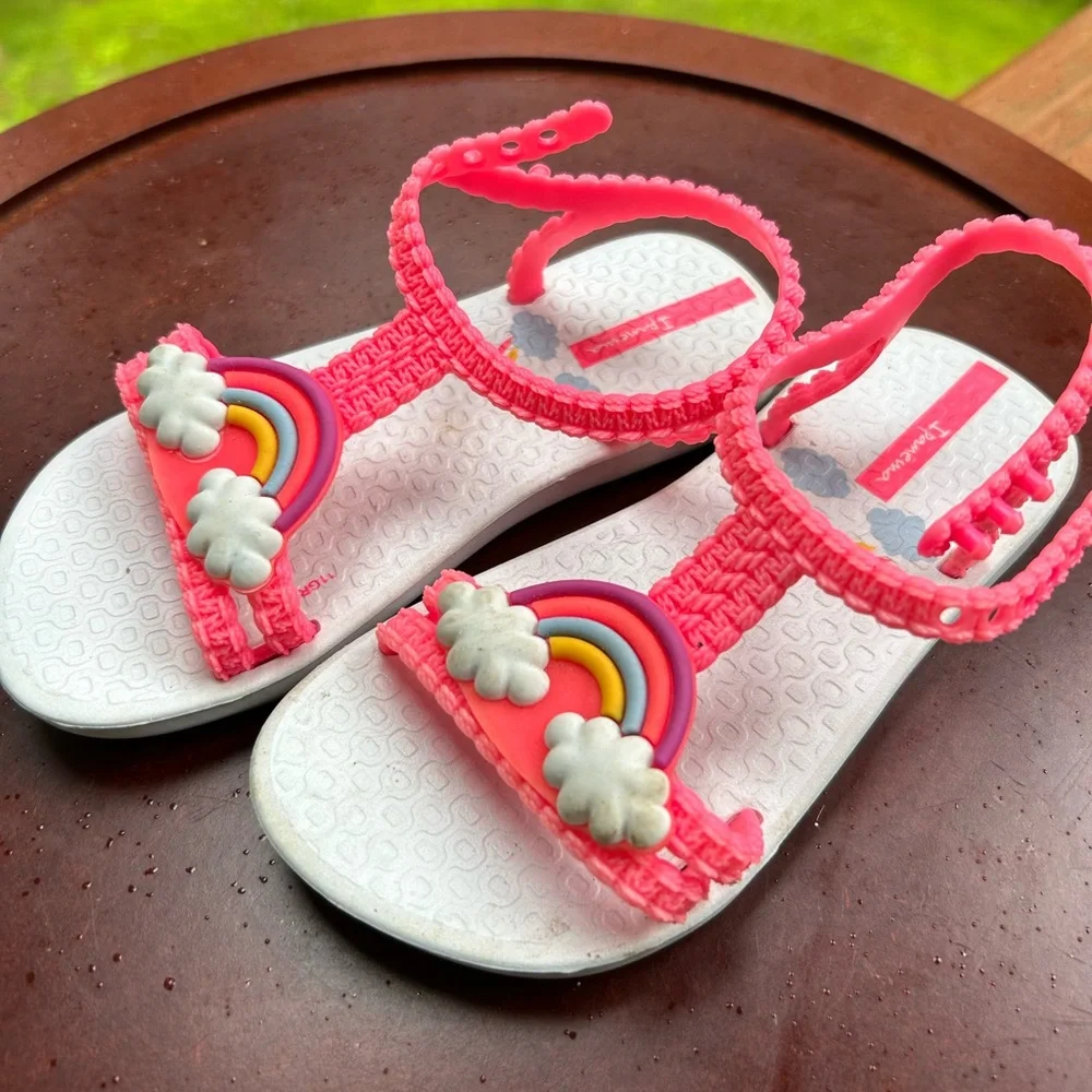 Rainbow Rubber Sandals | Toddler Girl Size 8 | Waterproof Shoes 🌈